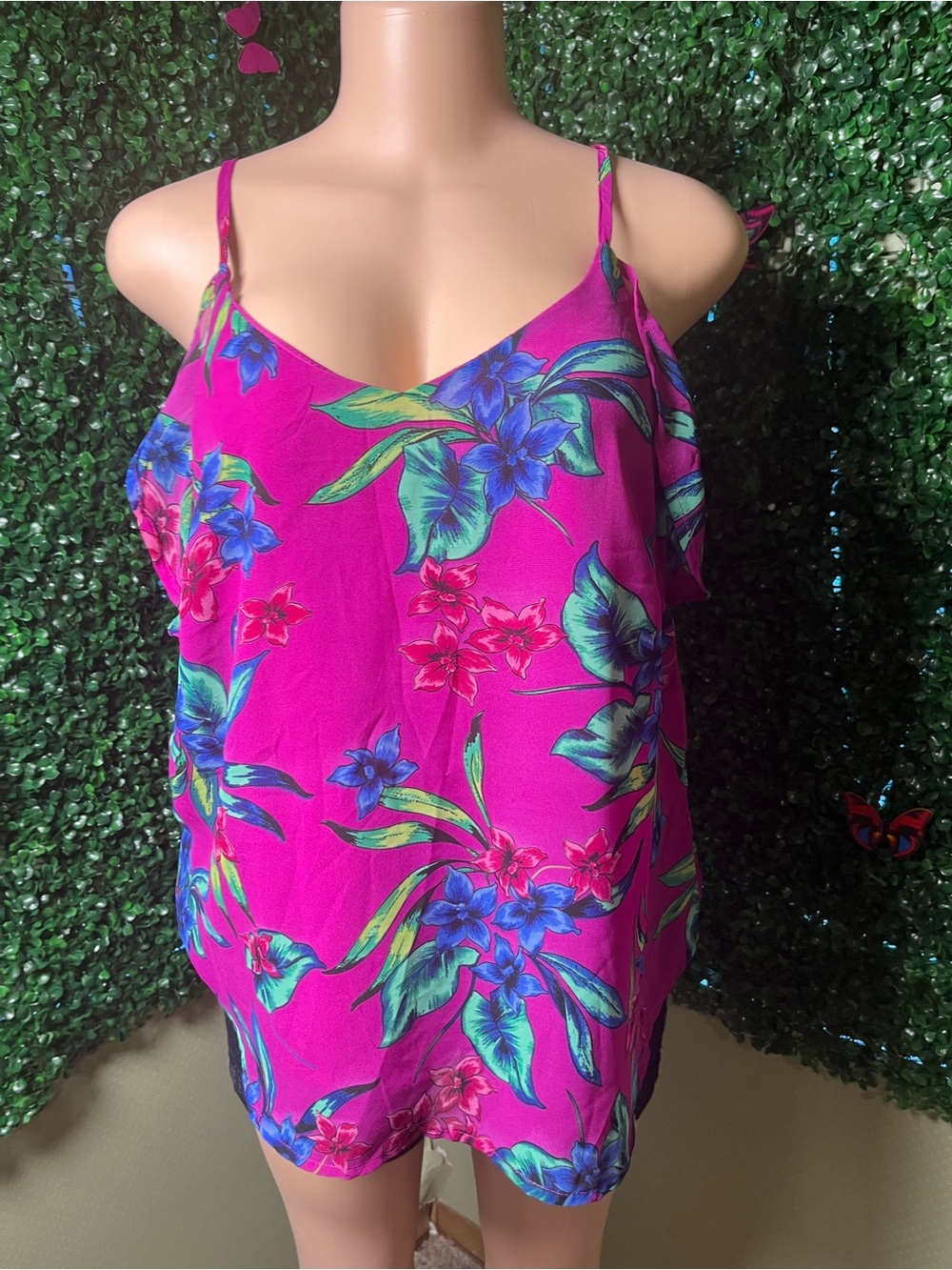 Japna Fuchsia Floral Spaghetti Strap Camisole